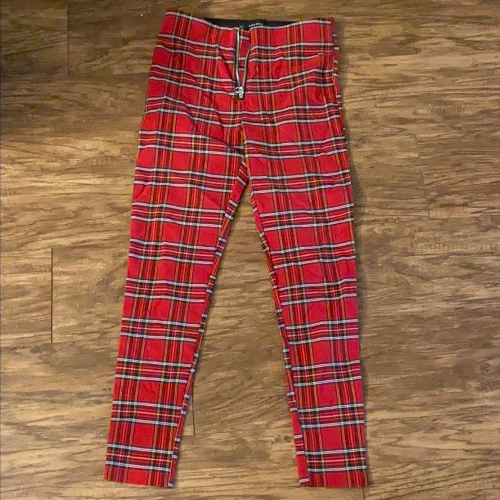 Red Plaid pants from Zara